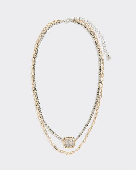 Two-Chain Short Necklace with Cubic Zirconia