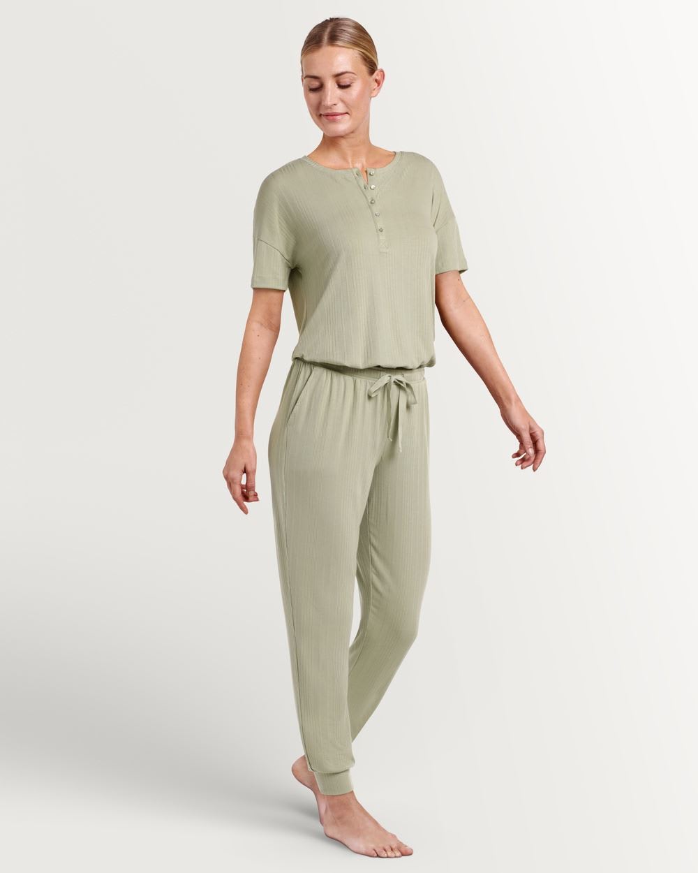 The Ribbed Desert Sage Pajama Set