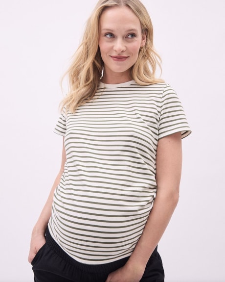 The Perfect Crew-Neck T-Shirt with Stripes - Thyme Maternity