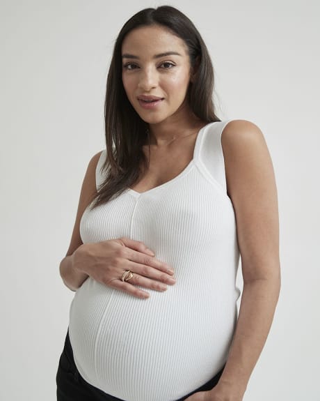 Ribbed Sleeveless Sweetheart-Neck Sweater Top - Thyme Maternity