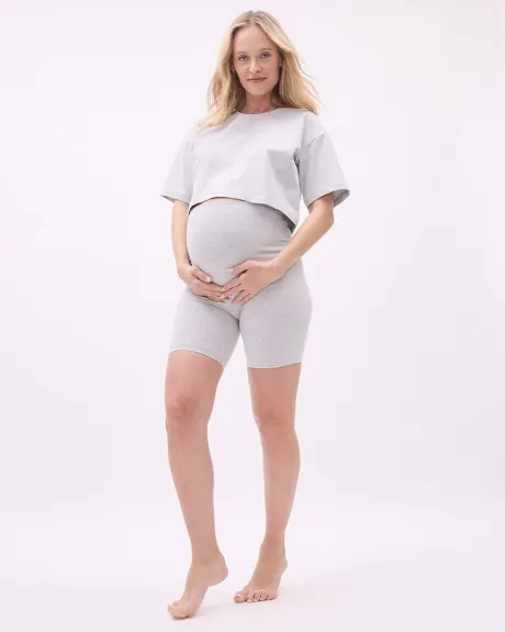 Cropped Short-Sleeve Loose Tee - Thyme Maternity