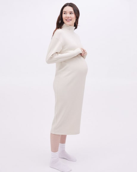 Relaxed-Fit Mock-Neck Scuba Dress - Thyme Maternity