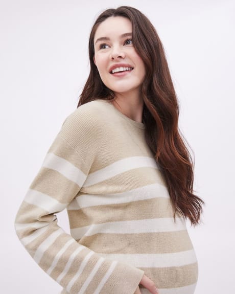 Long-Flare-Sleeve Boat-Neck Sweater - Thyme Maternity