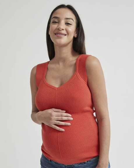 Ribbed Sleeveless Sweetheart-Neck Sweater Top - Thyme Maternity