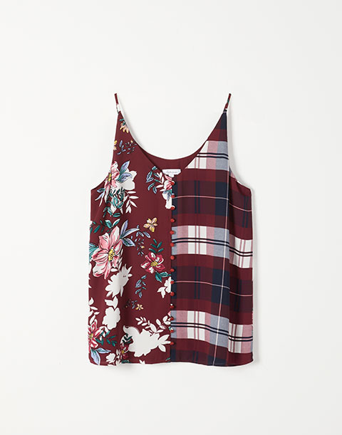 Mix Print Buttoned-Down Cami