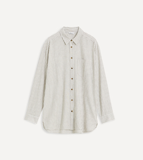buttoned-down linen blouse